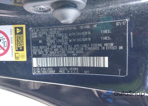 2017 Toyota Highlander Xle из США, поврежденный, VIN 5TDJZRFH5HS452286